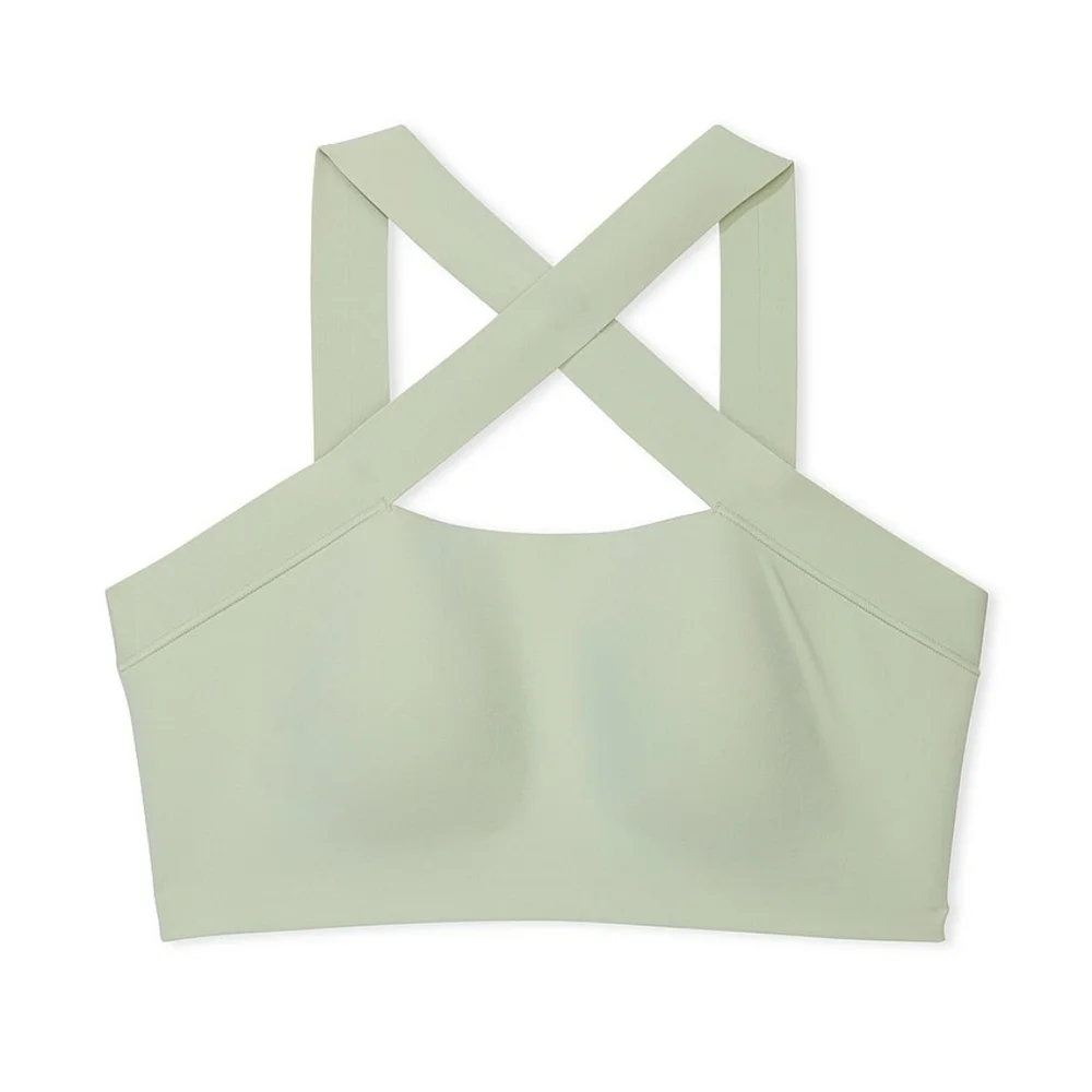 NWT Victoria's Secret Sport Soft Green Cross Strap Bandeau Sports Bra Size Small